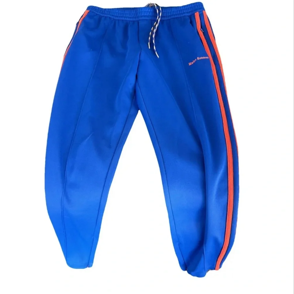 Adidas Wales Bonner Royal Blue Joggers with Vibrant Orange Stripes - Picture 1 of 3